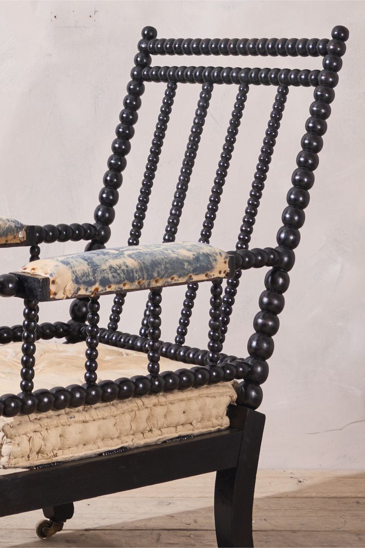 Georgian period Ebonised bobbin library chair