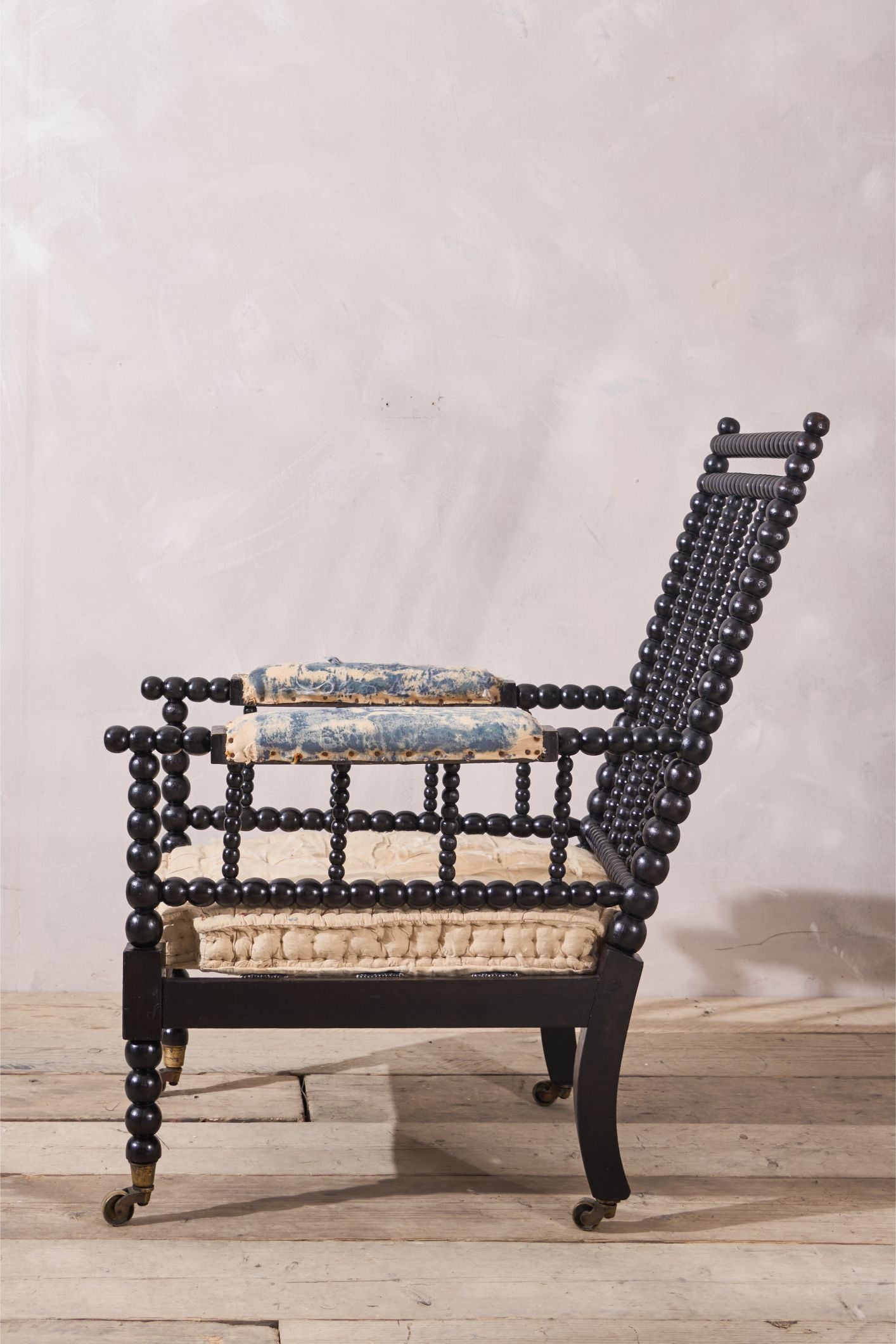 Georgian period Ebonised bobbin library chair