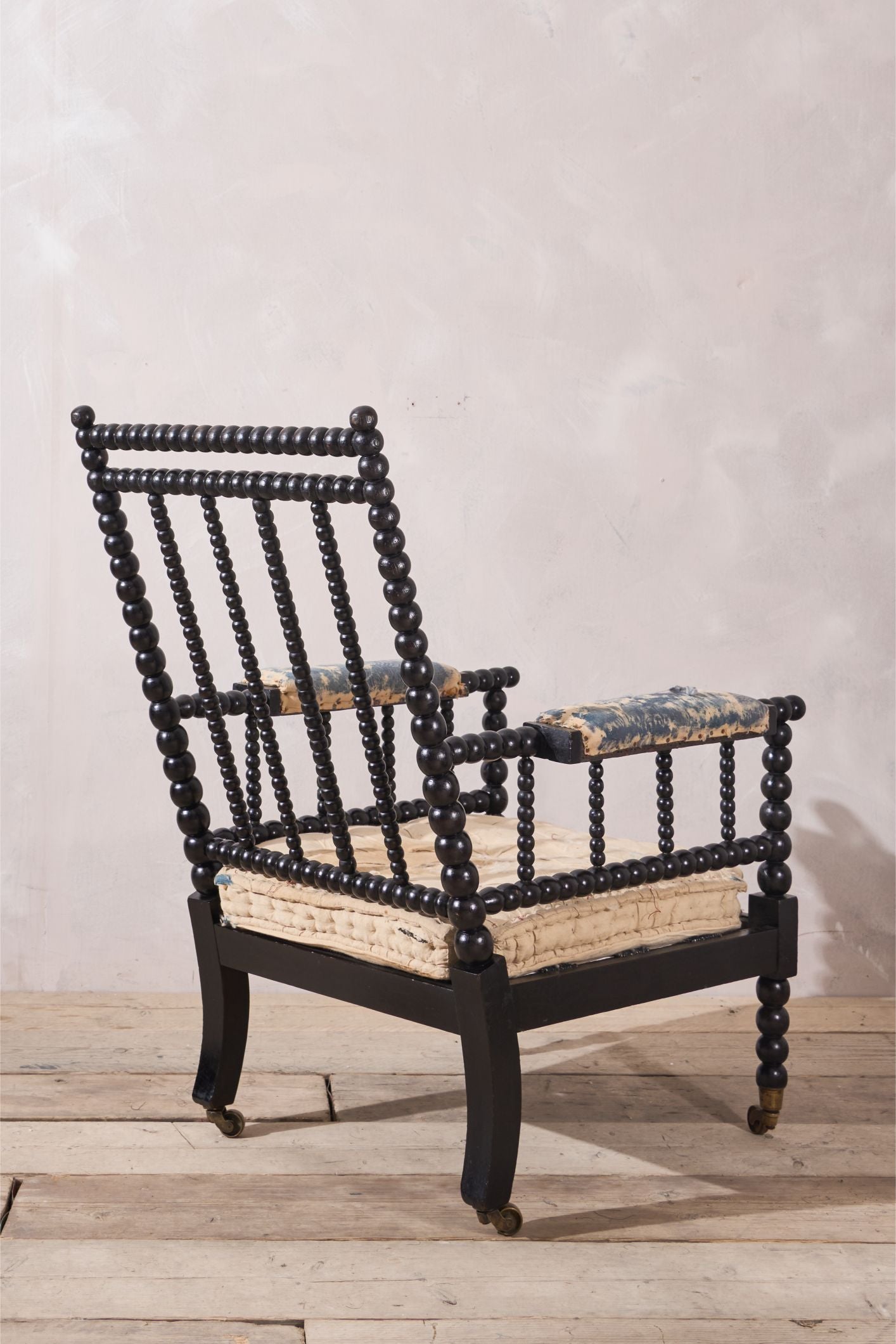 Georgian period Ebonised bobbin library chair