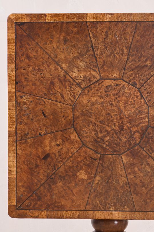 Unusual 18th century Burr oak welsh tilt top table