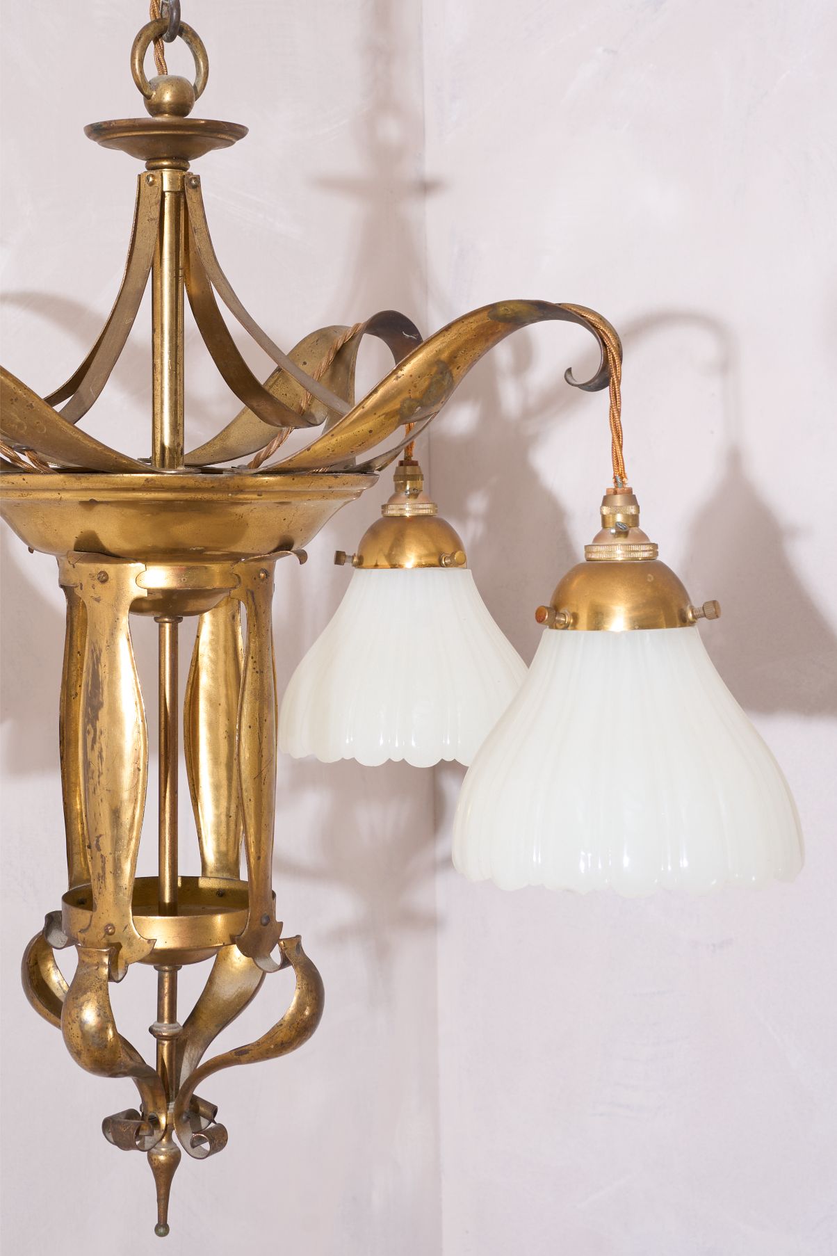 Arts and Crafts 4 arm ceiling light in the manner of WAS Benson