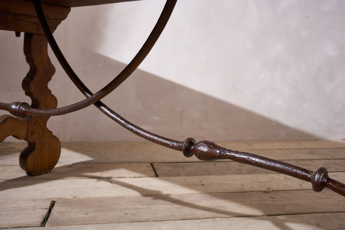 19th century Spanish oak dining table with single plank top