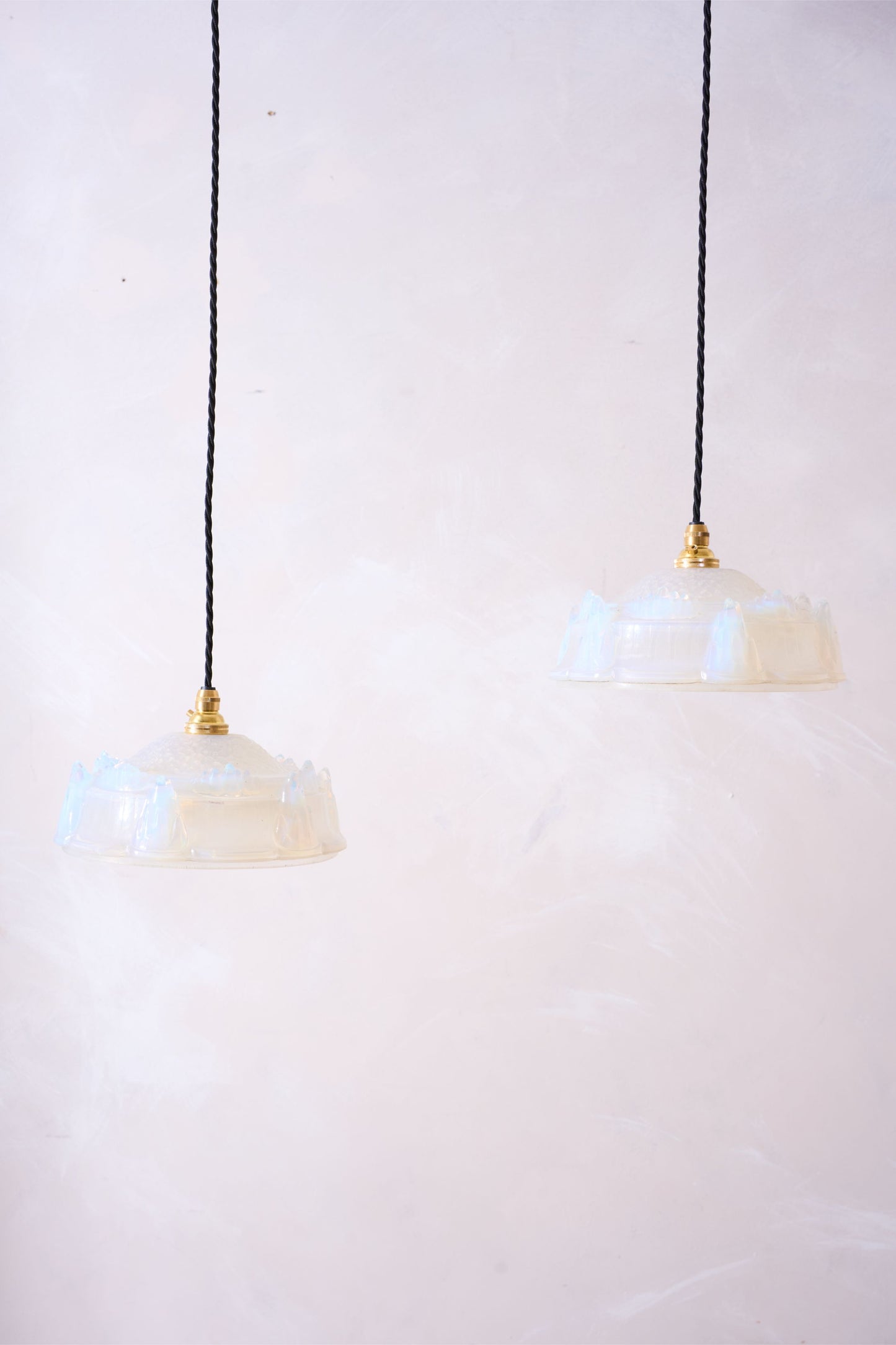 1930's Vaseline glass pendant lights - 1 available