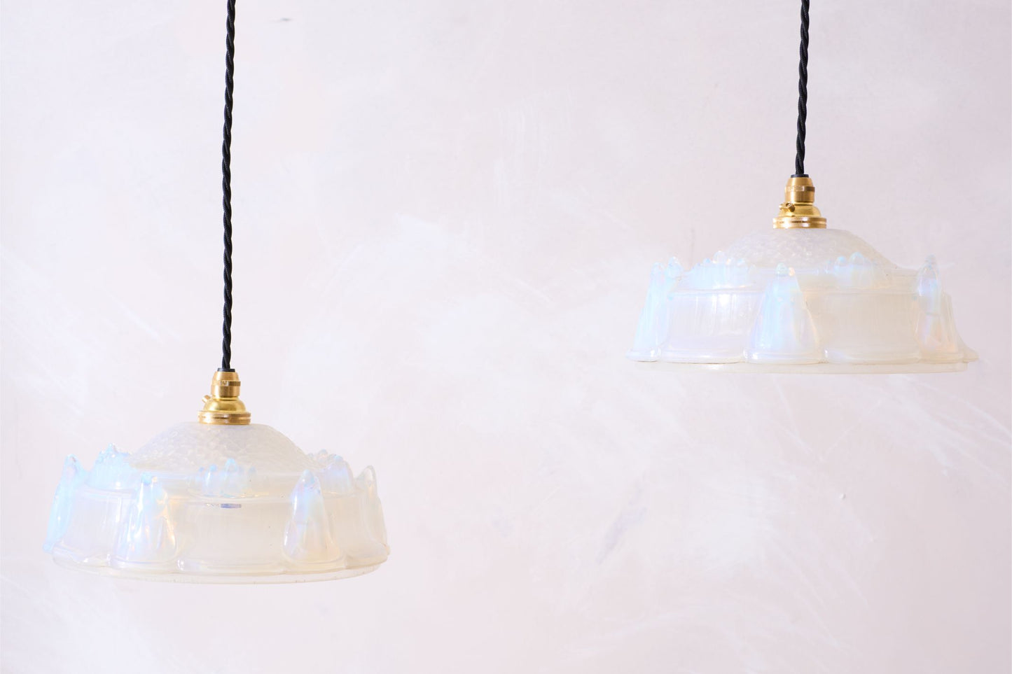 1930's Vaseline glass pendant lights - 1 available