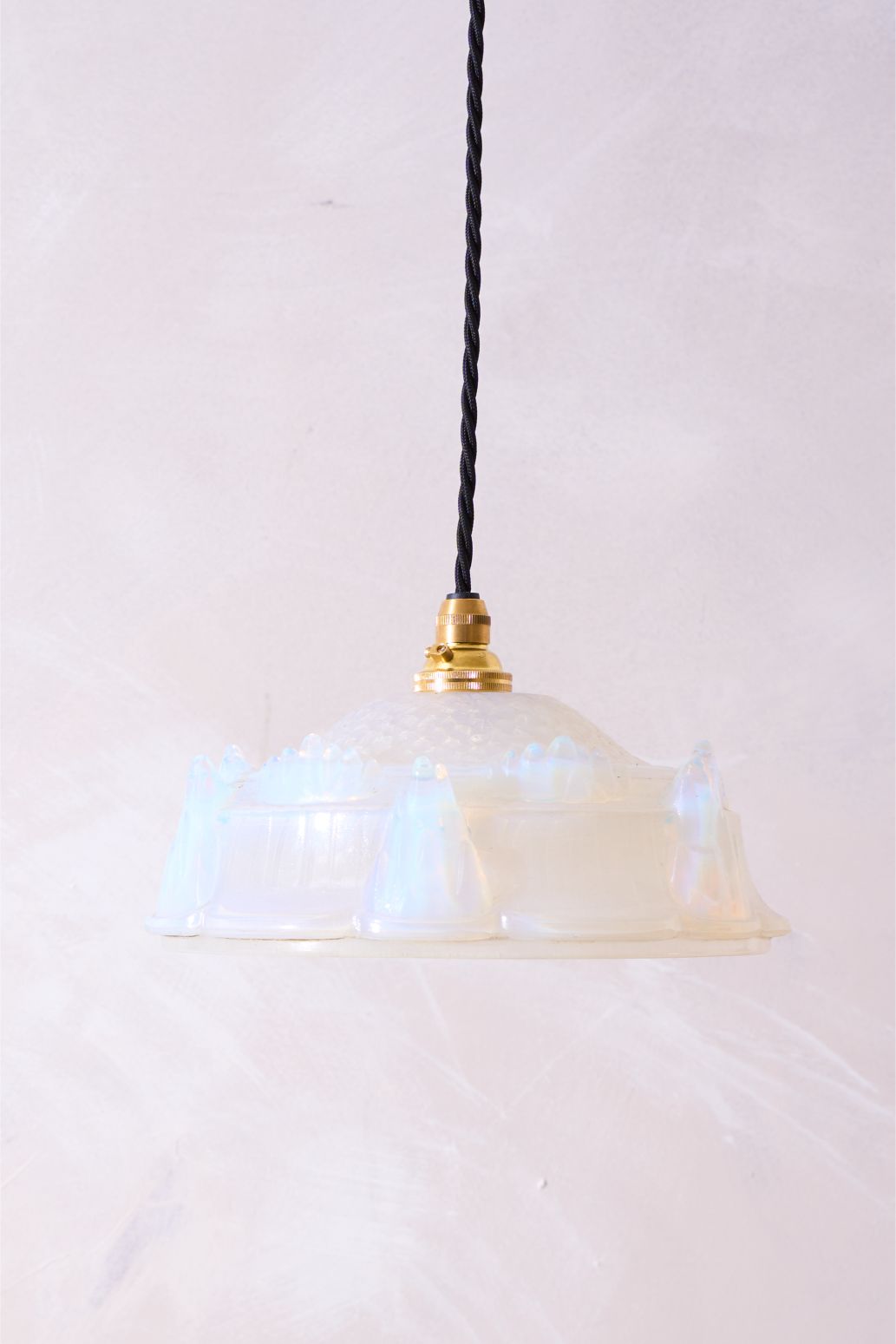 1930's Vaseline glass pendant lights - 1 available
