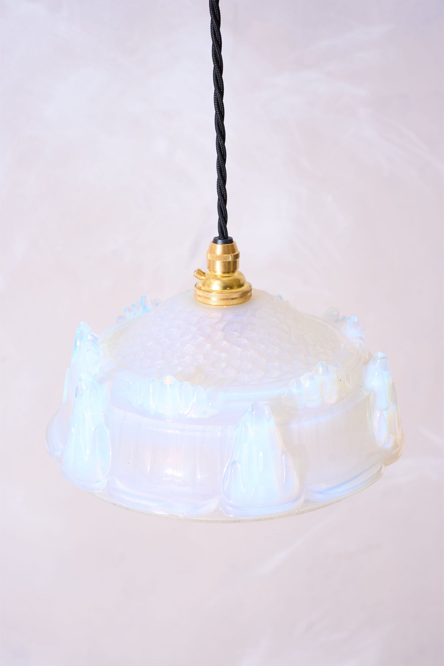 1930's Vaseline glass pendant lights - 1 available