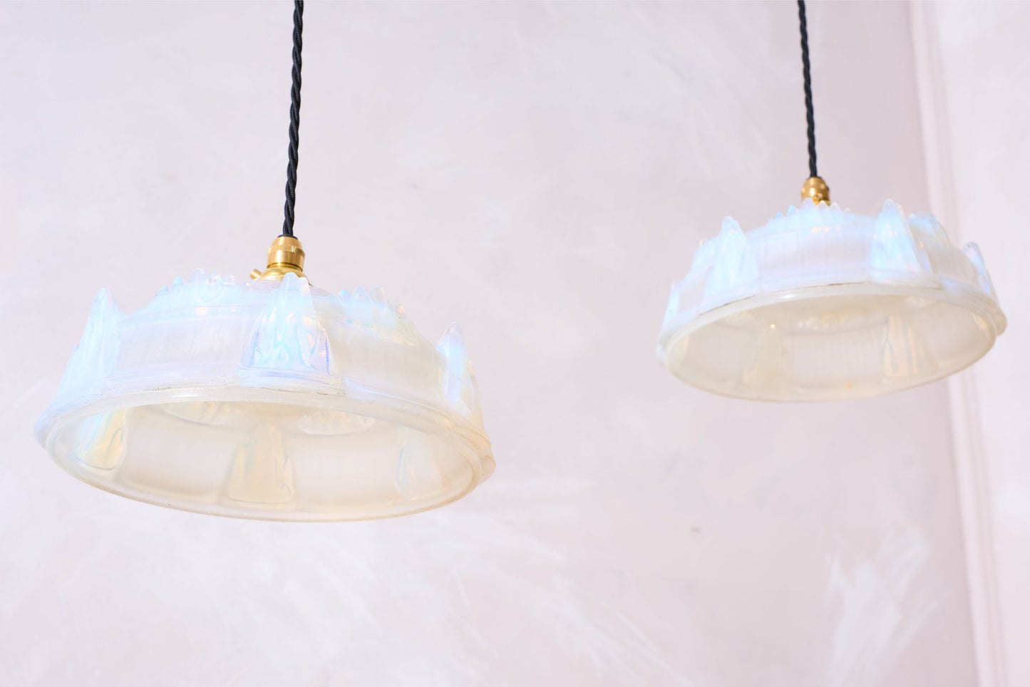 1930's Vaseline glass pendant lights - 1 available