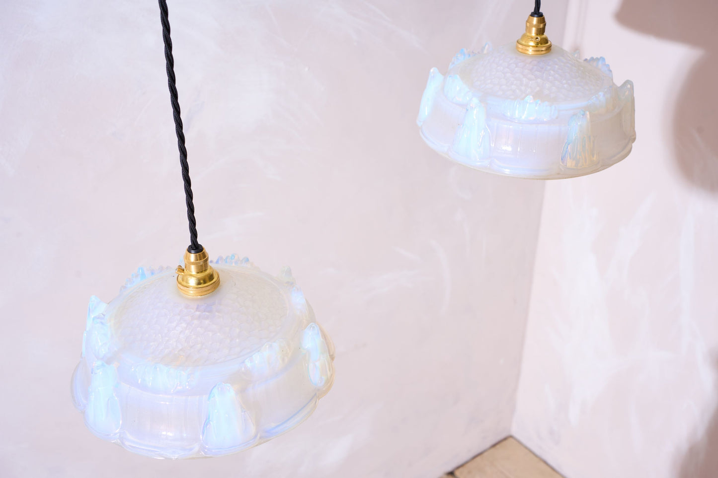 1930's Vaseline glass pendant lights - 1 available