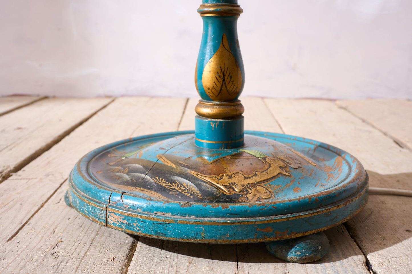 1920's Blue lacquer chinoiserie floor lamp