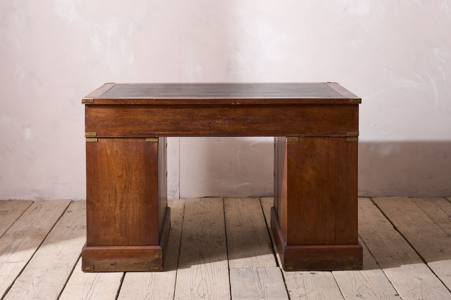 c.1920 Mahogany and leather campaign desk