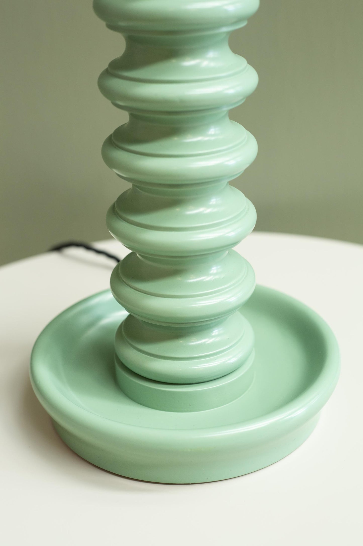 'Cairn' turned wood table lamp - Fern