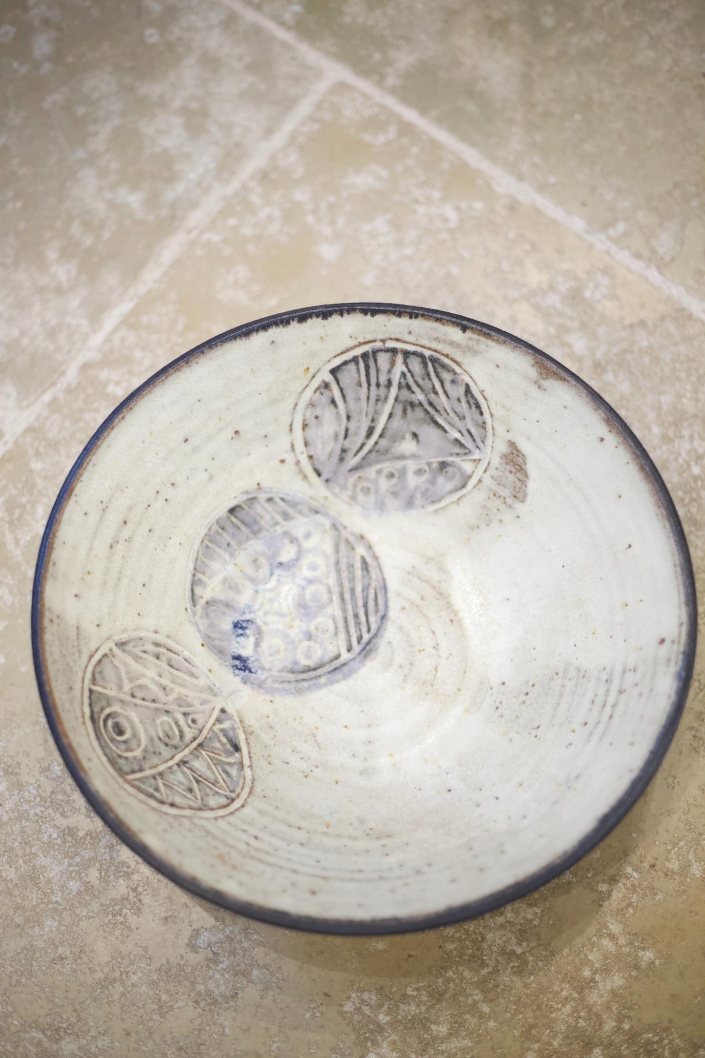 20th century large abstract patterned bowl