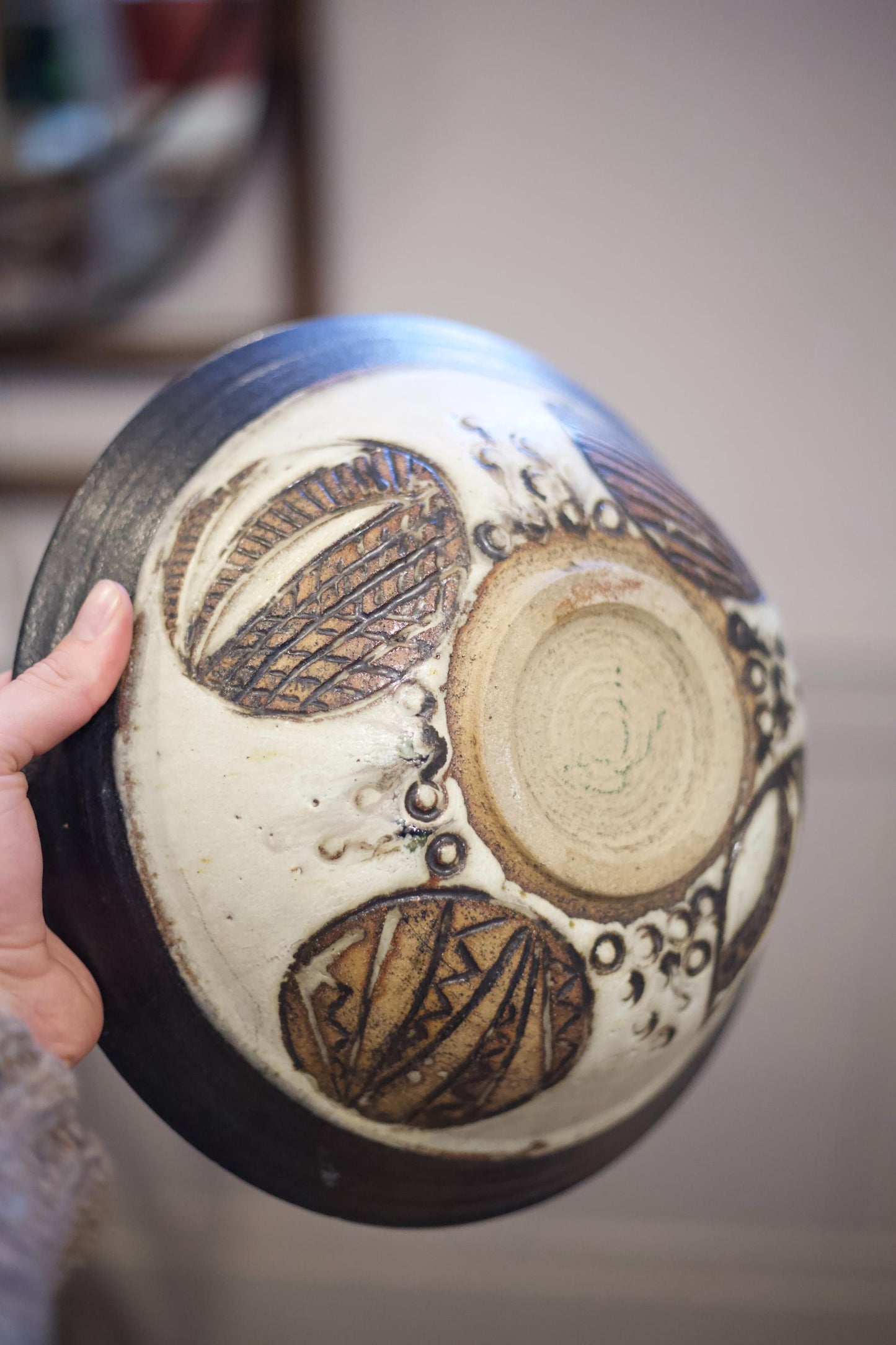 20th century large abstract patterned bowl