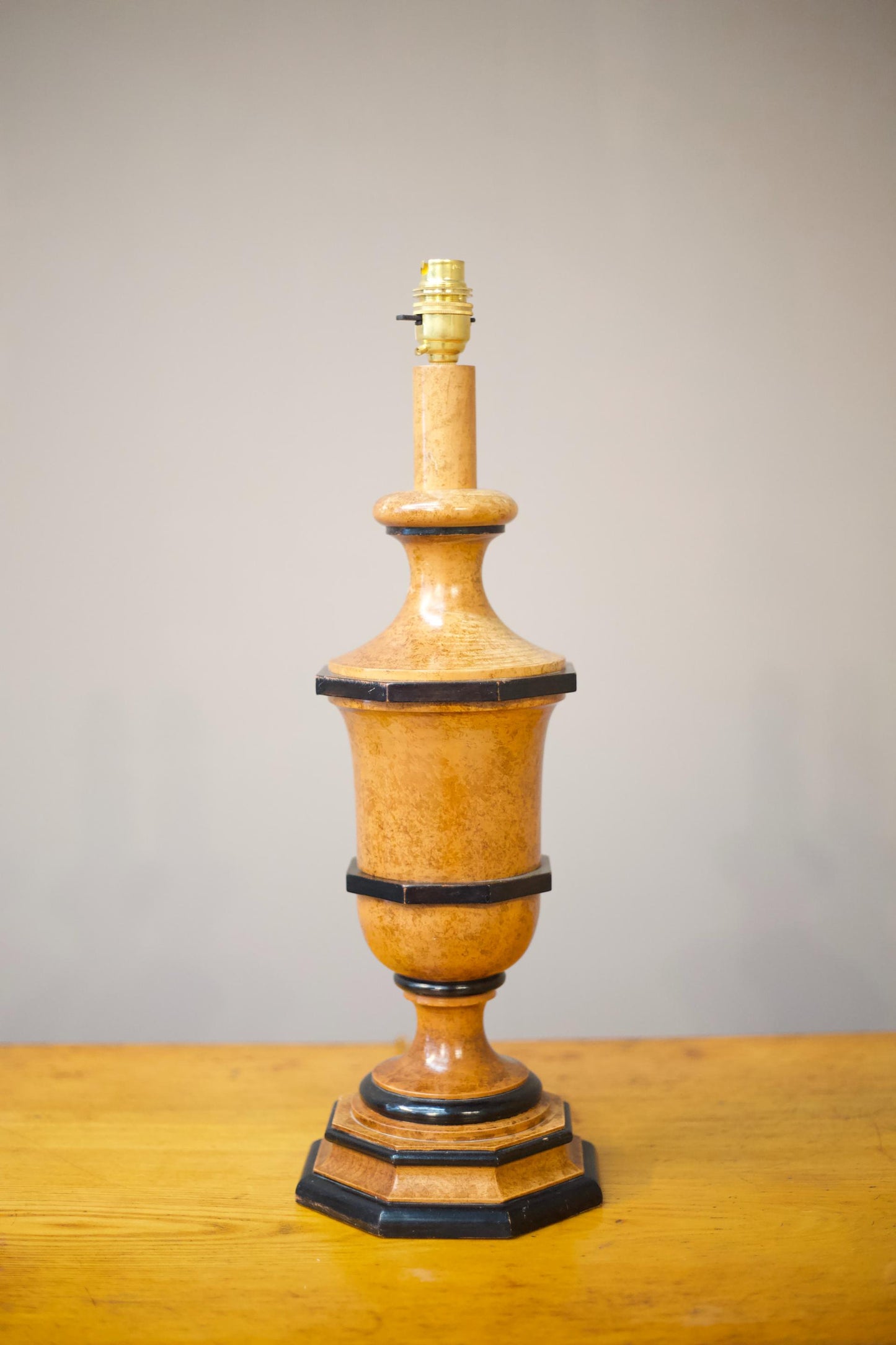 20th century simulated maple and ebony table lamp
