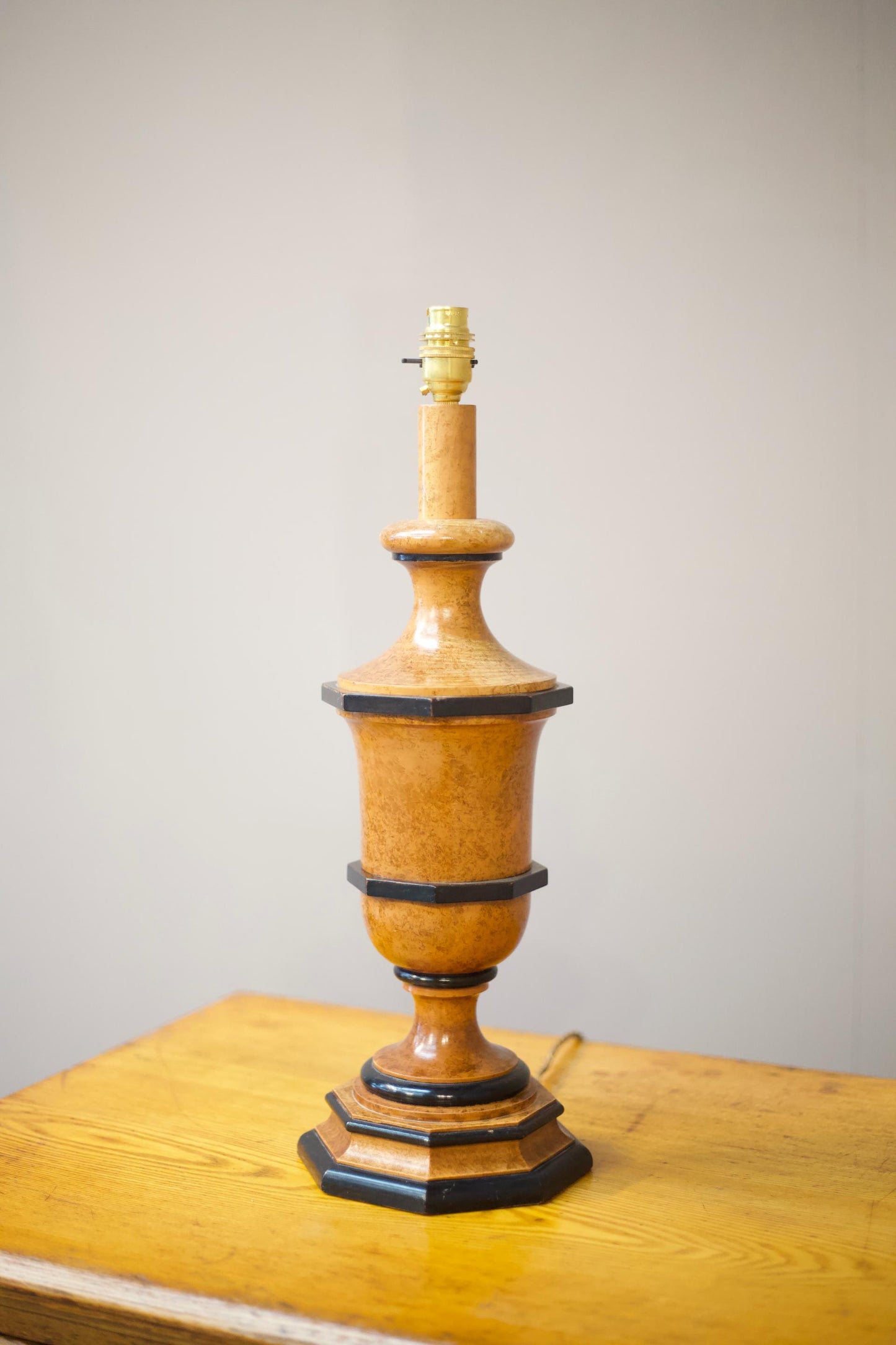 20th century simulated maple and ebony table lamp