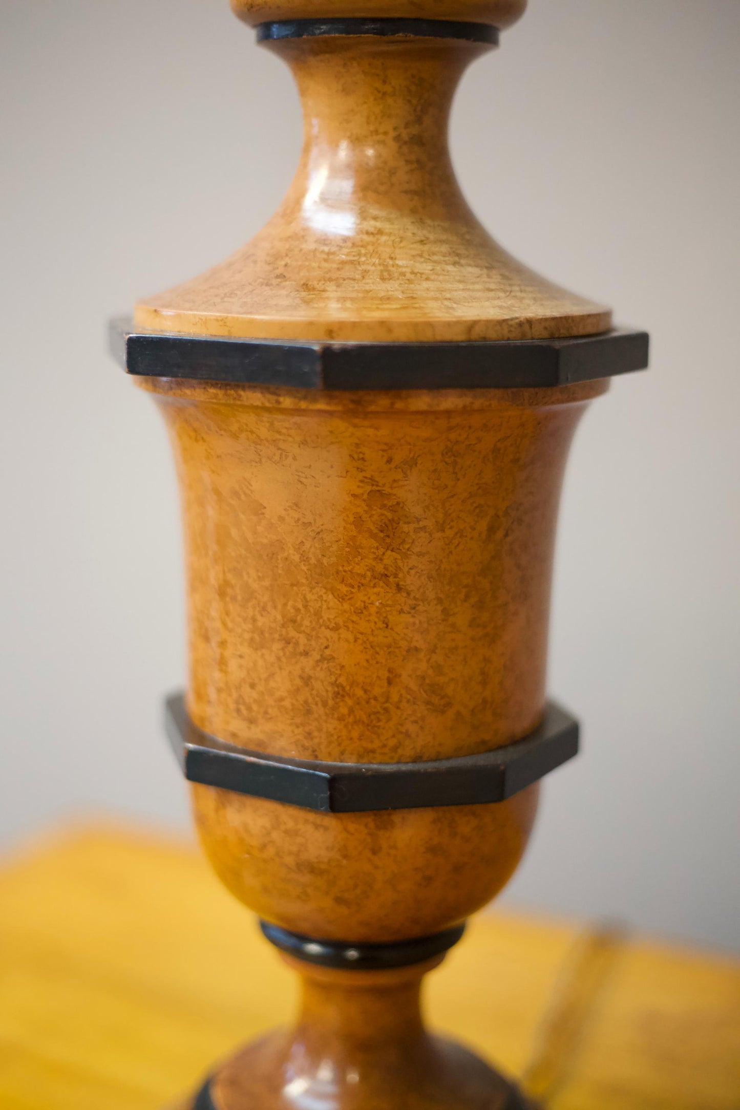 20th century simulated maple and ebony table lamp