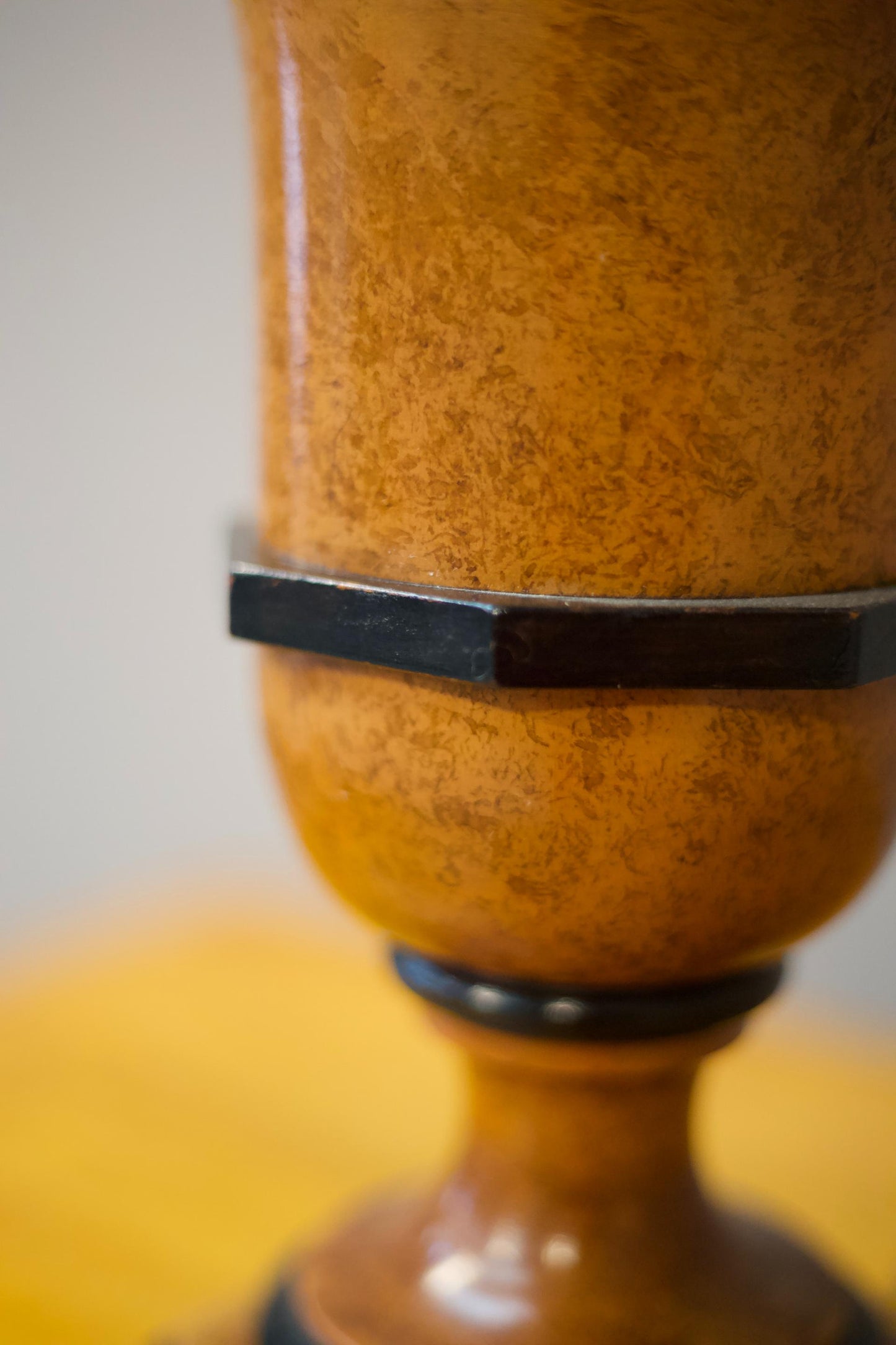 20th century simulated maple and ebony table lamp