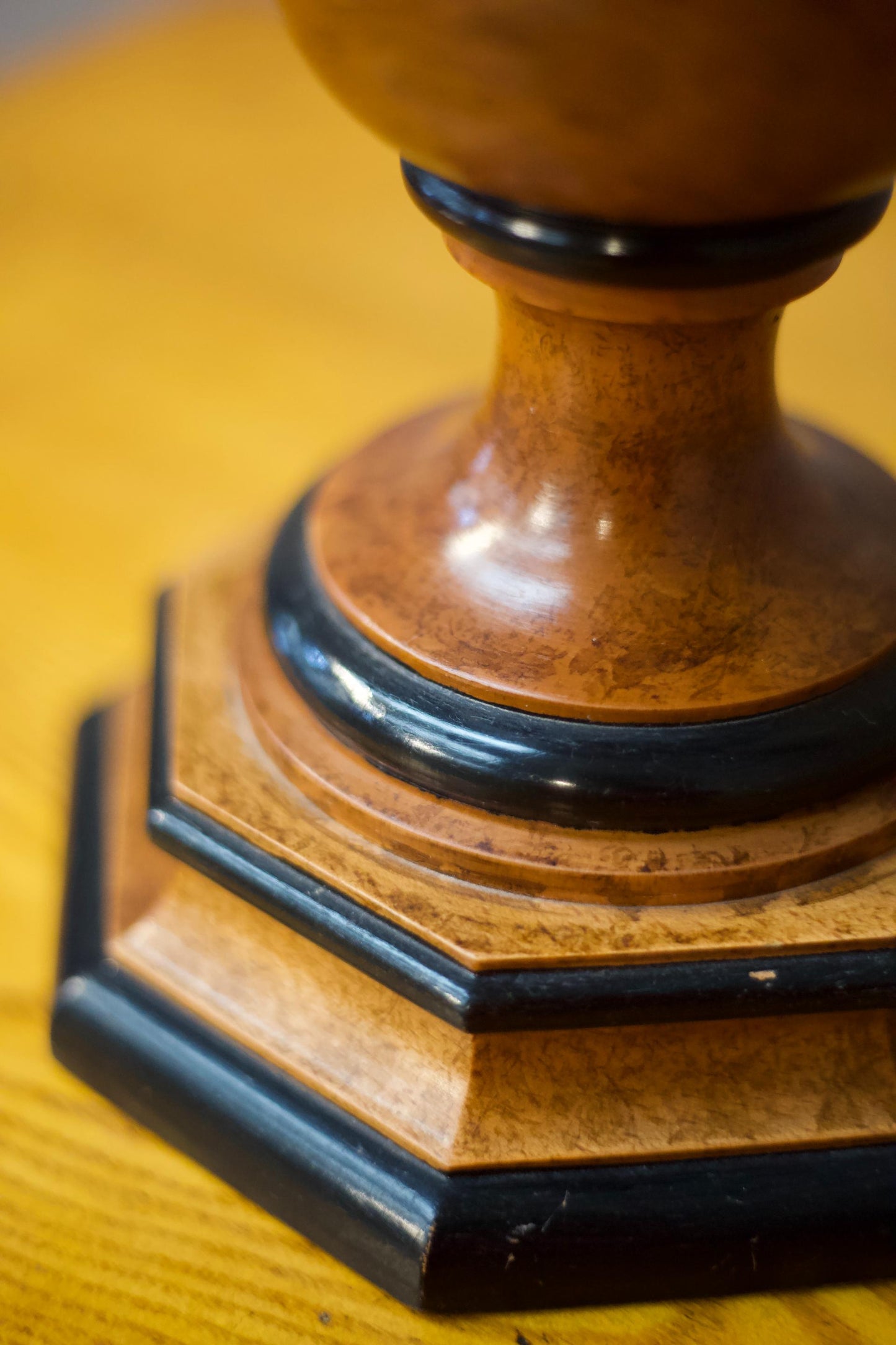 20th century simulated maple and ebony table lamp