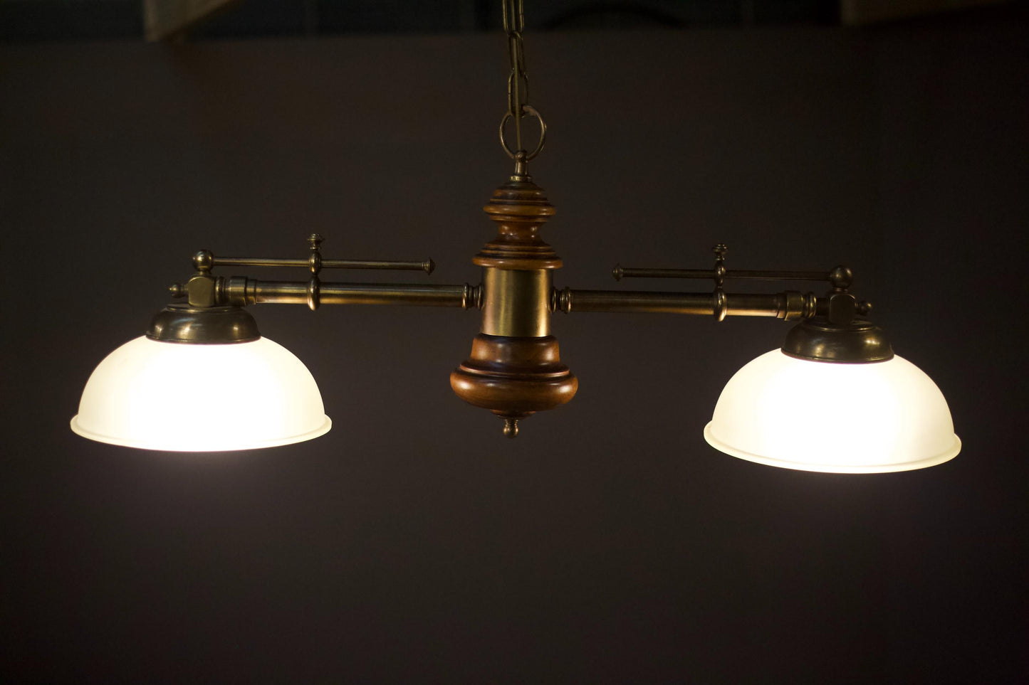 Mid 20th century walnut and brass ceiling light