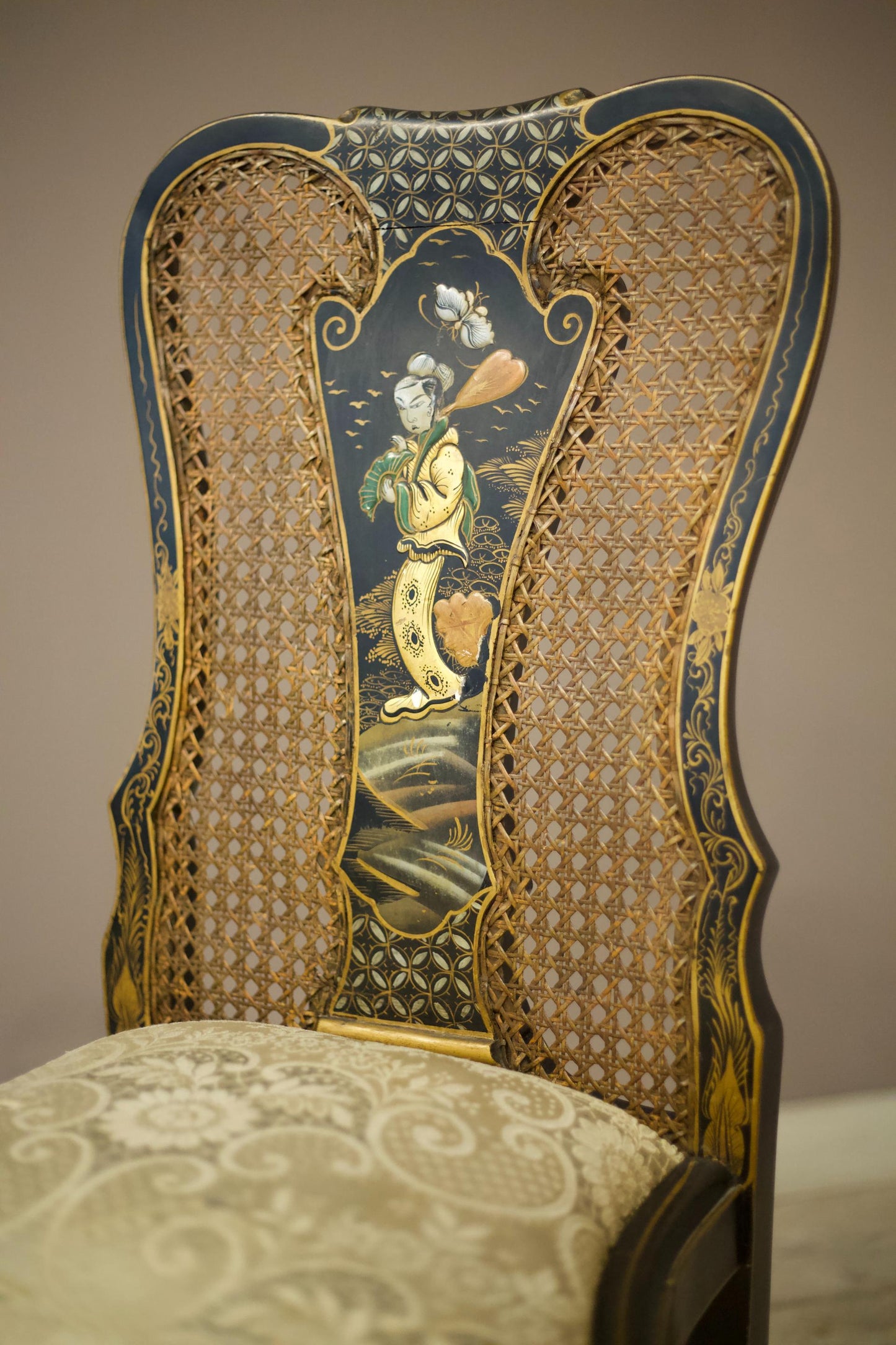Pair of c.1900 Chinoiserie side chairs