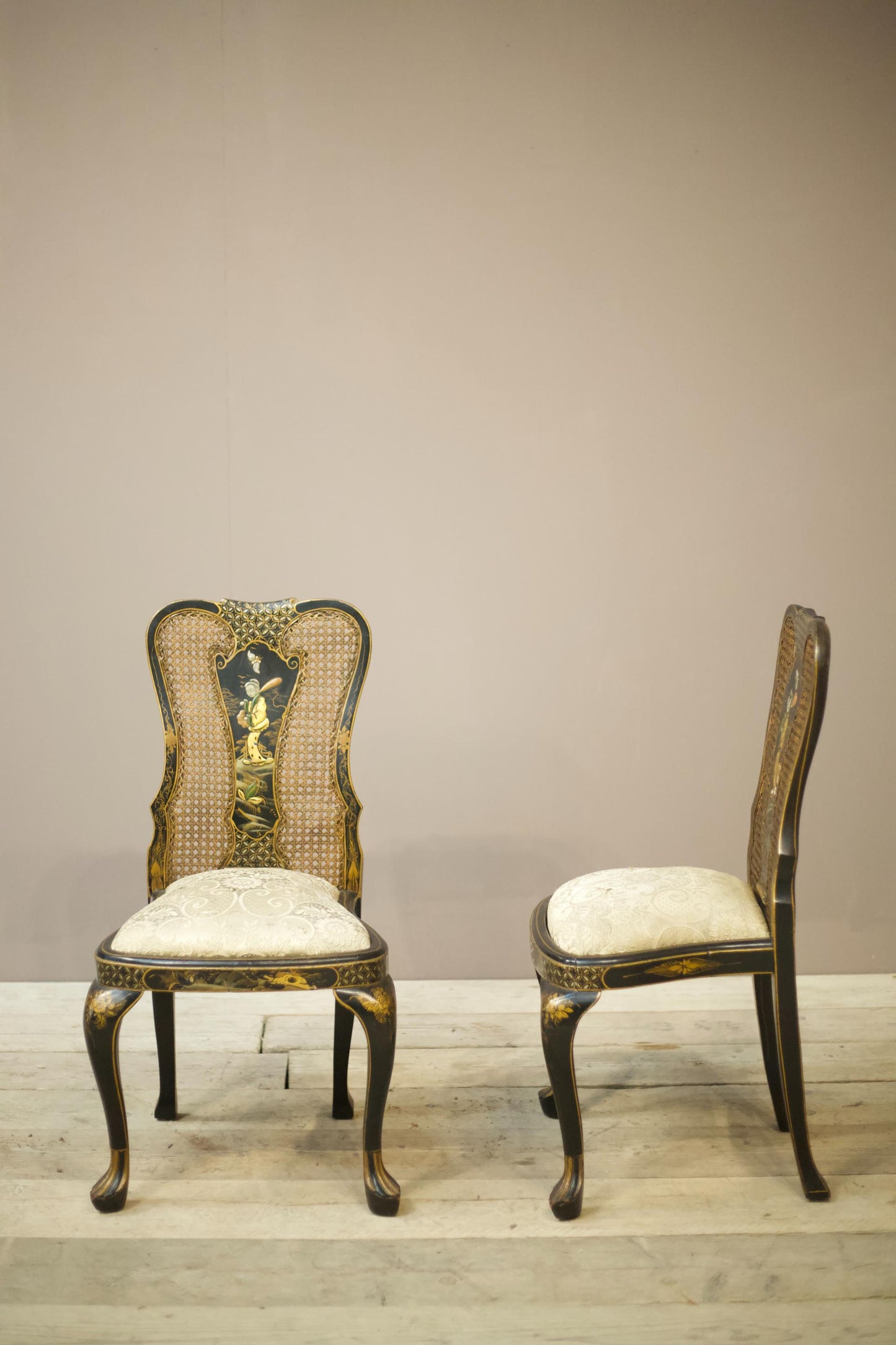 Pair of c.1900 Chinoiserie side chairs