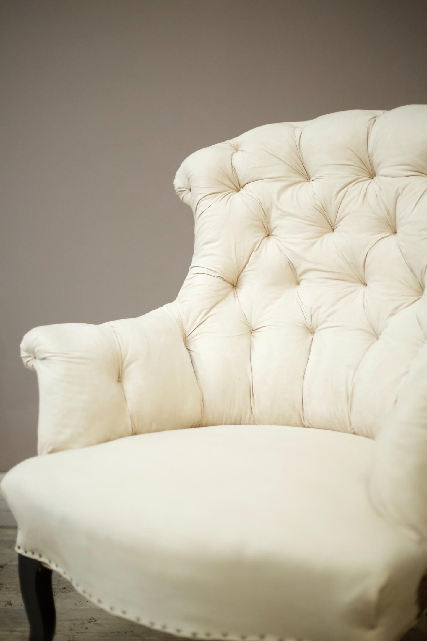 Pair of Napoleon III buttoned fishtail armchairs