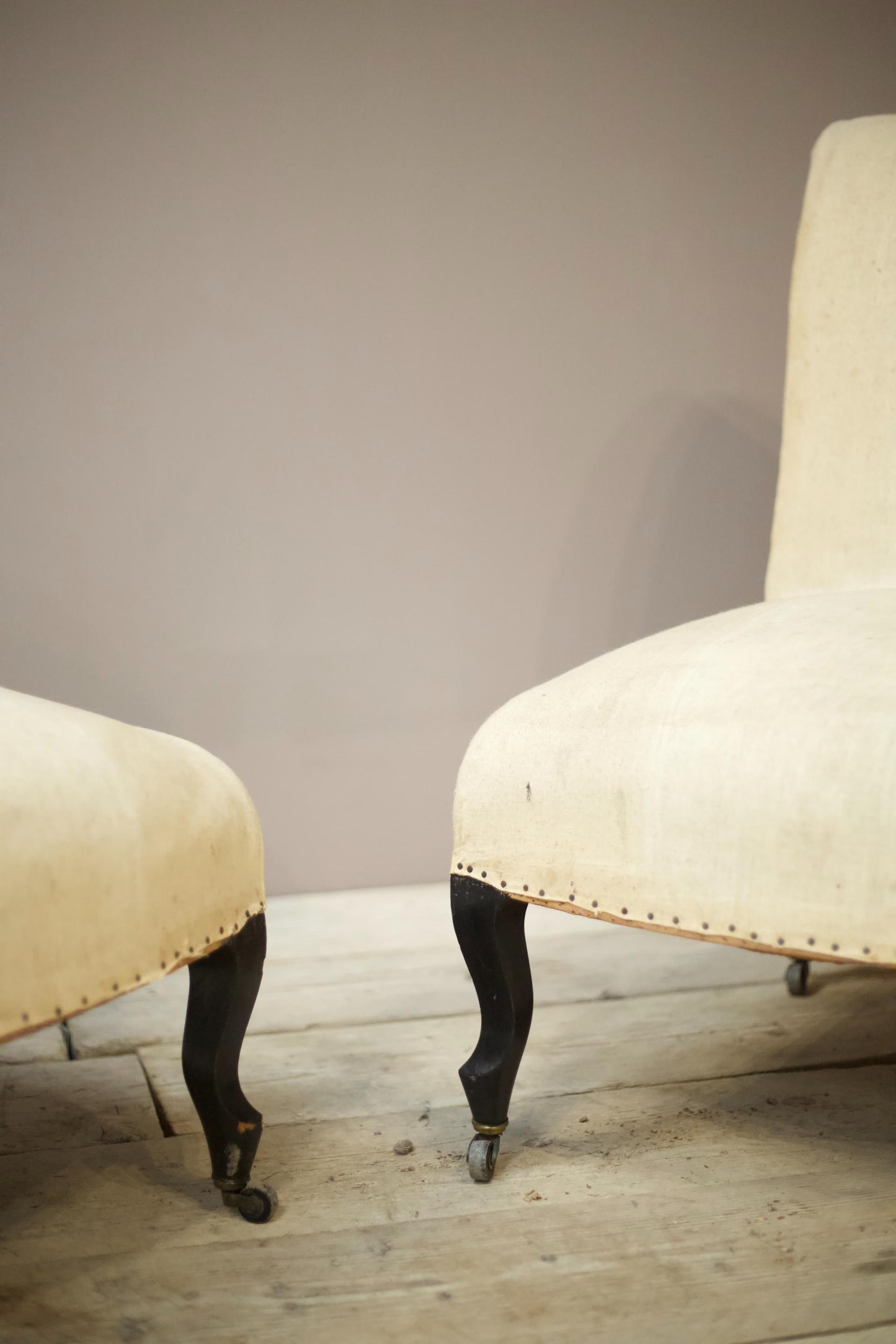 Pair of Napoleon III scroll back nursing chairs