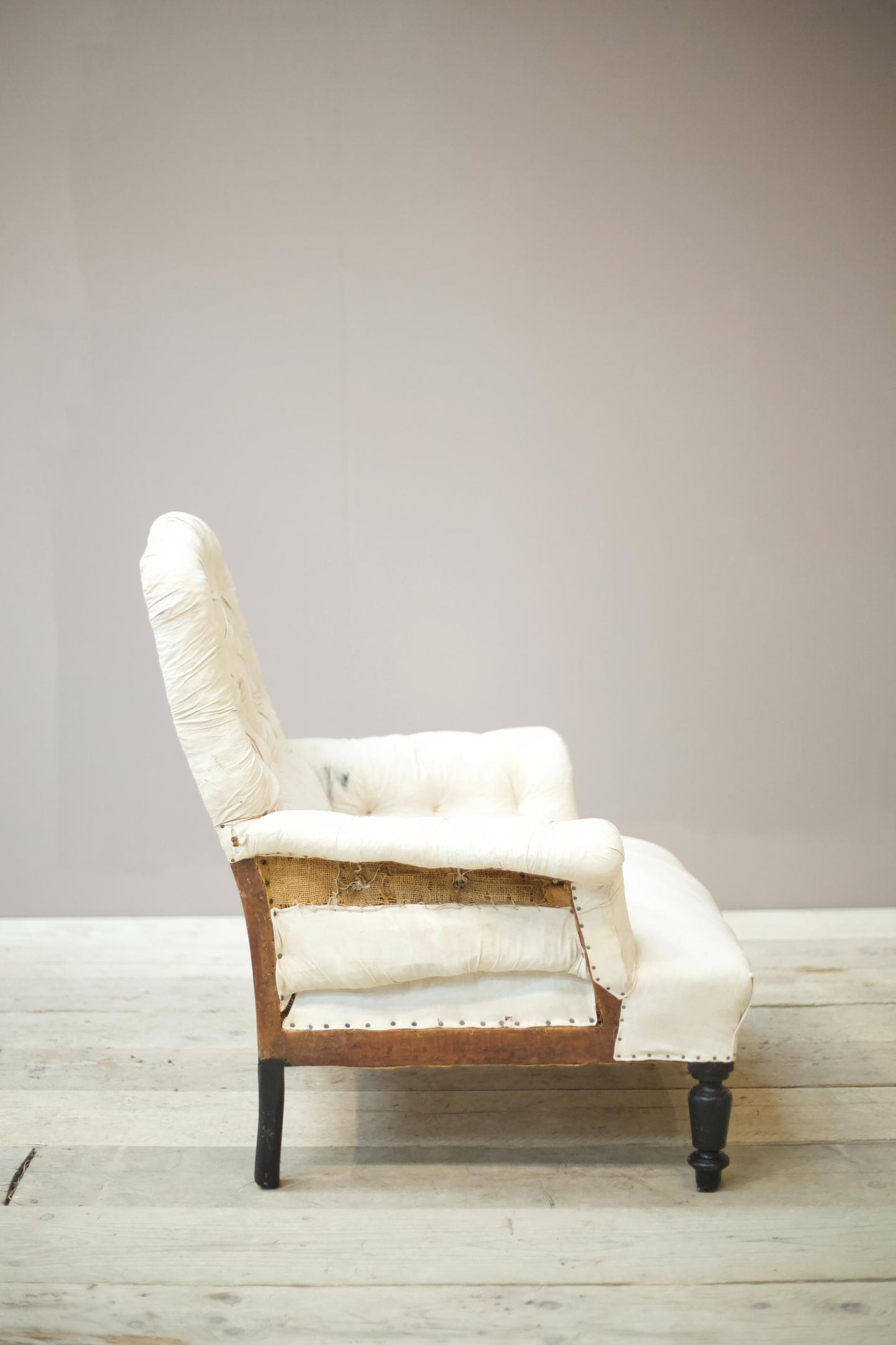 Napoleon III elegant proportion buttoned square back armchair