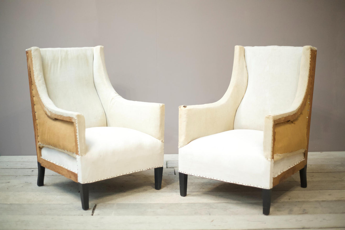 Pair of 1930's French square sided armchairs