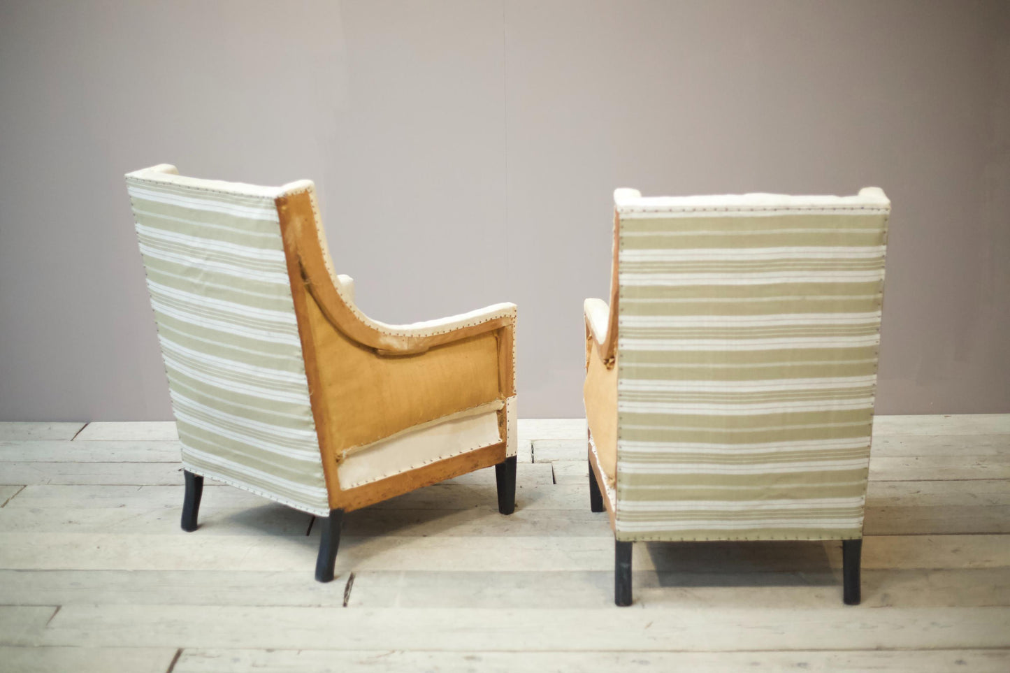 Pair of 1930's French square sided armchairs