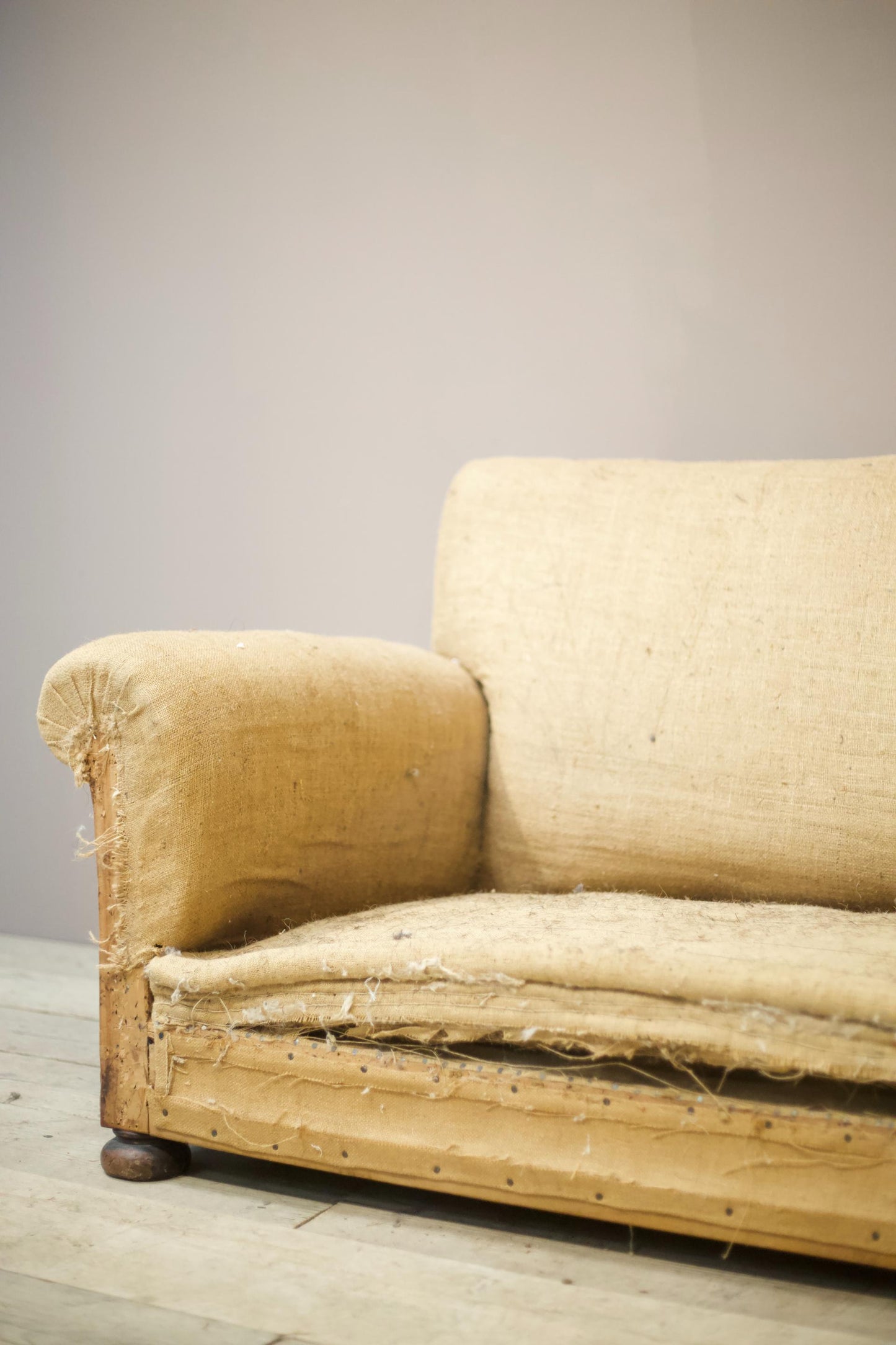 Antique 1930's English country house square back sofa