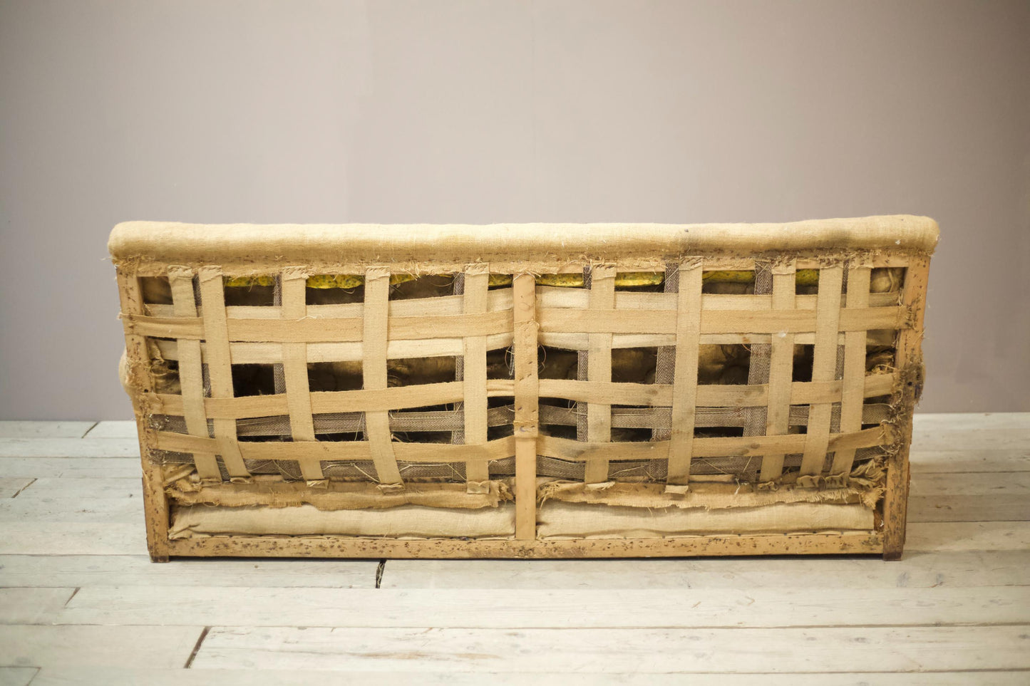 Antique 1930's English country house square back sofa