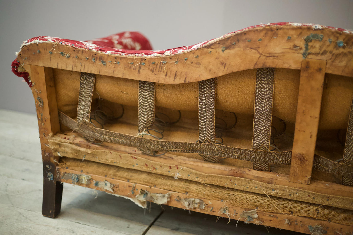 Antique c.1900 Camel back deep seated country house sofa