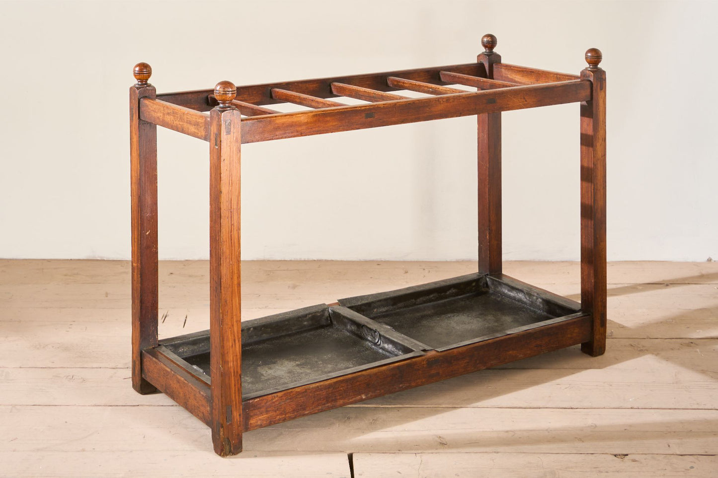 Large 19th century pitch pine stick stand