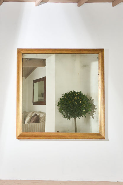 Very large 19th century Square reeded overmantel mirror
