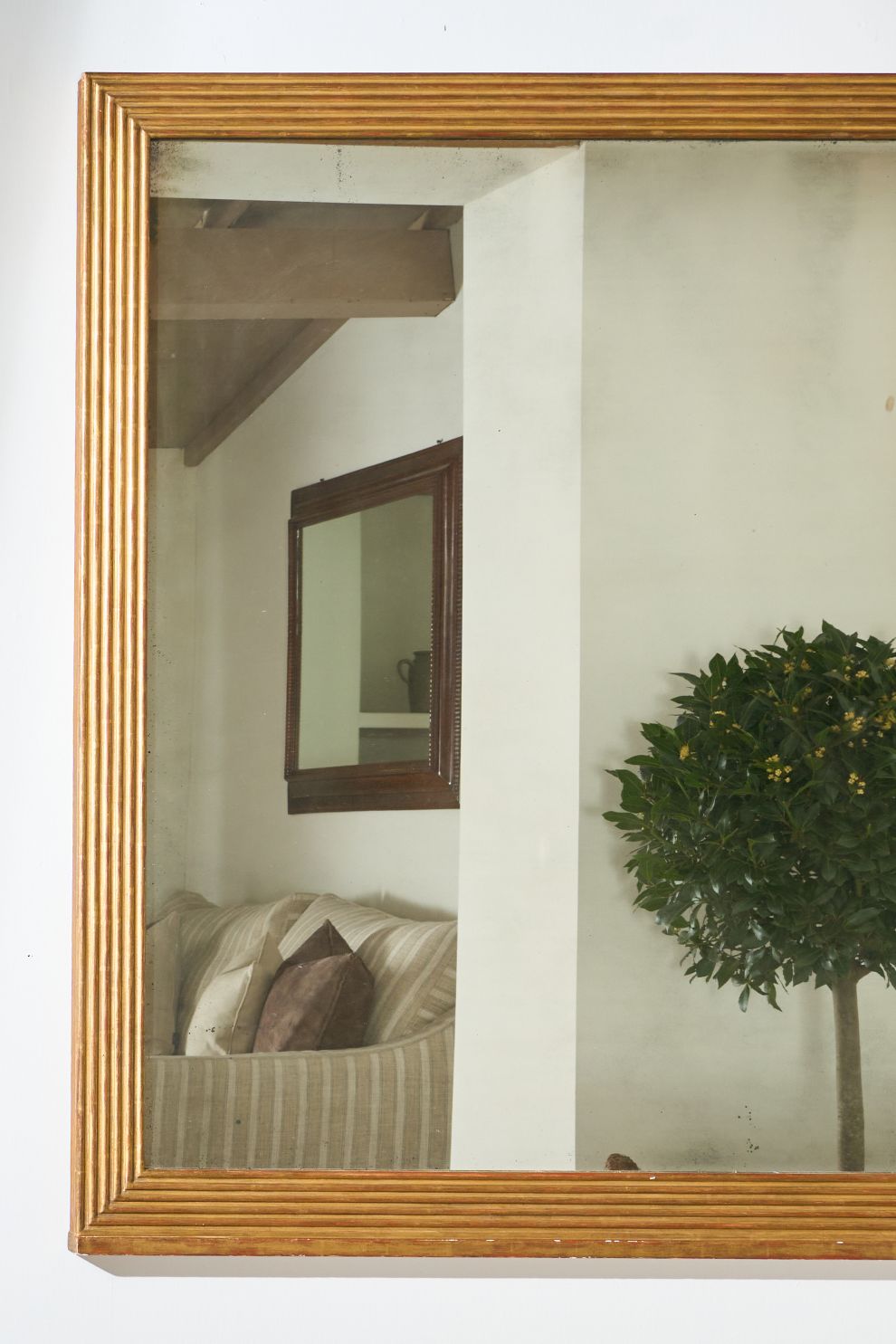 Very large 19th century Square reeded overmantel mirror