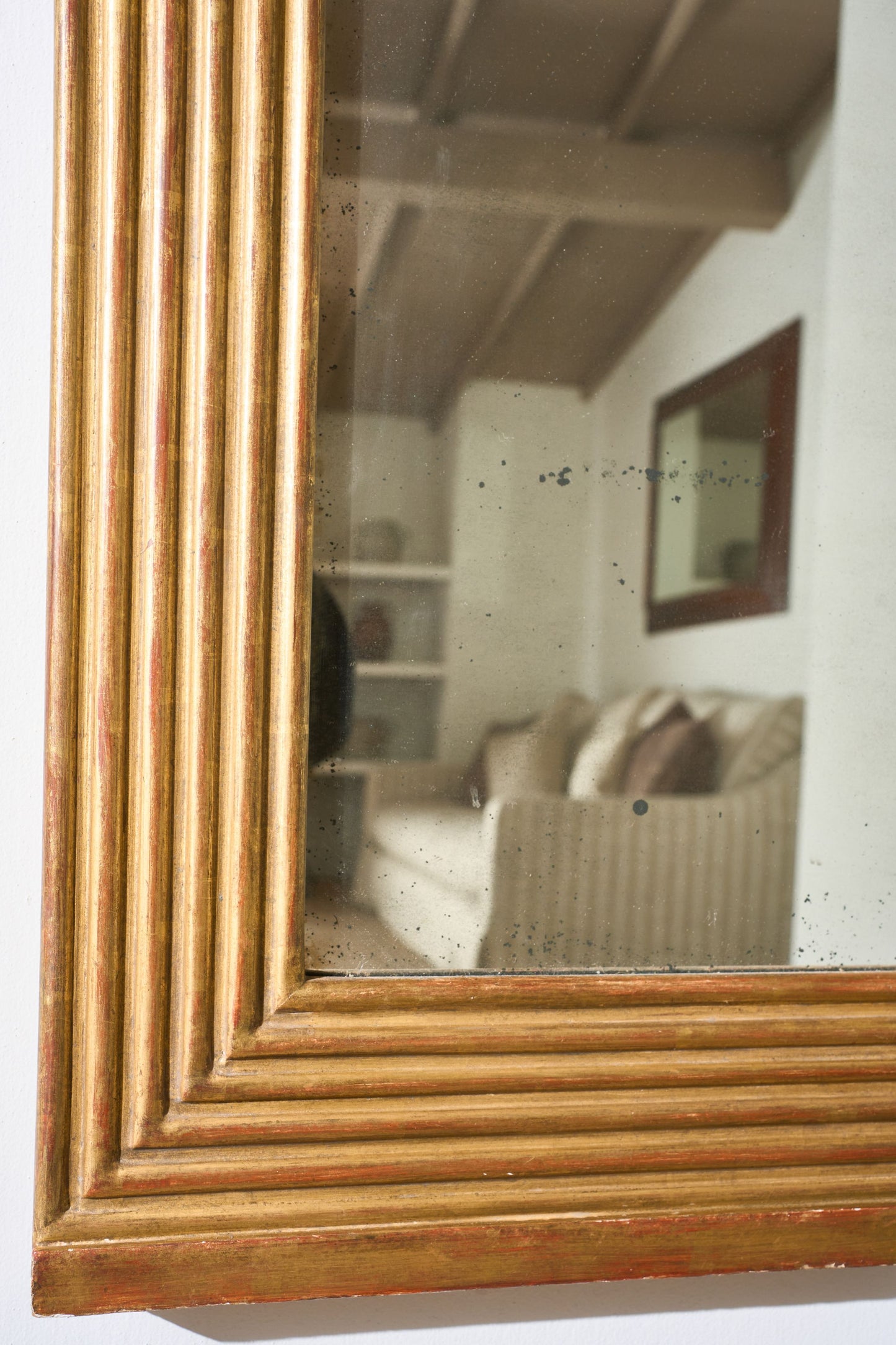 Very large 19th century Square reeded overmantel mirror
