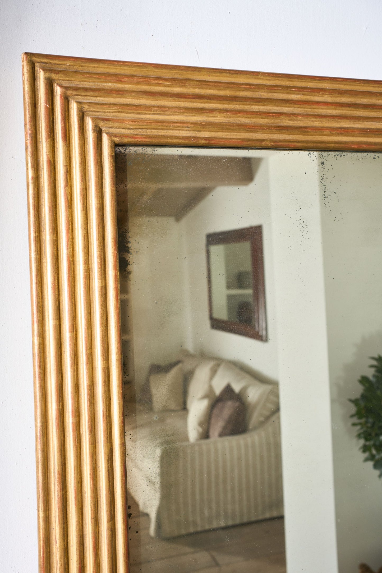 Very large 19th century Square reeded overmantel mirror