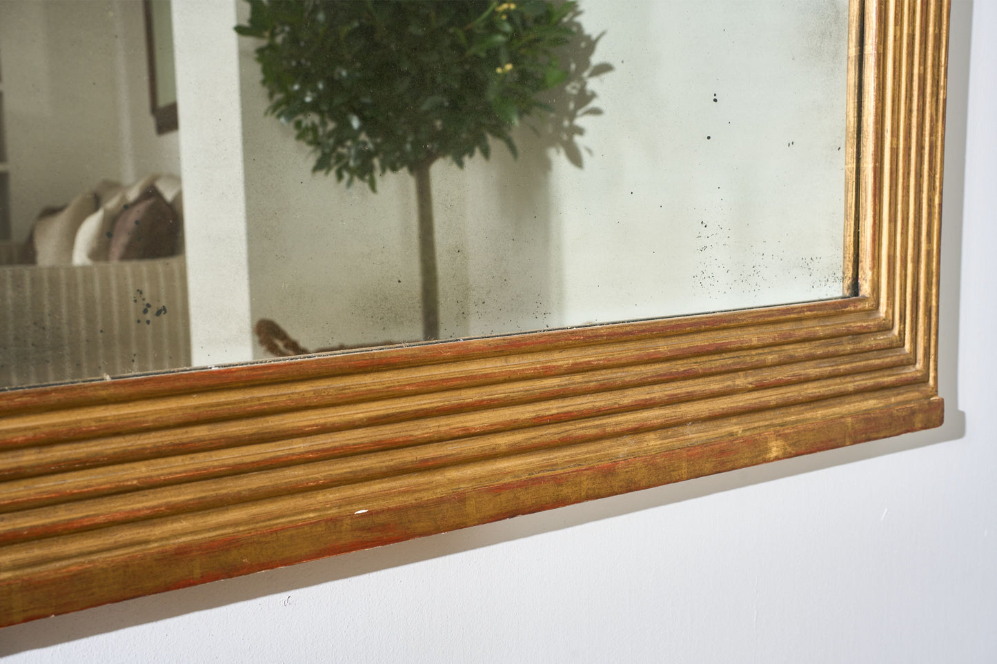 Very large 19th century Square reeded overmantel mirror