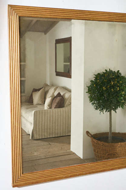 Very large 19th century Square reeded overmantel mirror