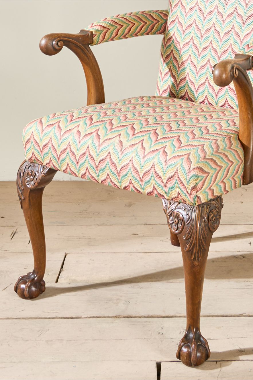 c.1920's carved frame open arm desk chair - TallBoy Interiors