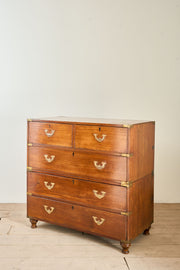 19th century solid teak Anglo-Indian campaign chest of drawers - TallBoy Interiors