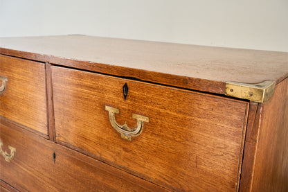 19th century solid teak Anglo-Indian campaign chest of drawers