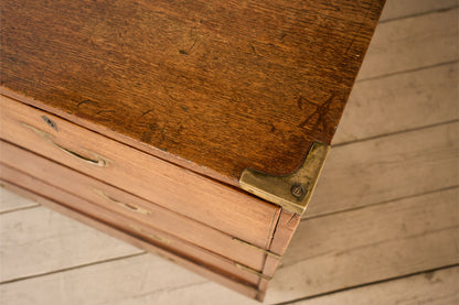 19th century solid teak Anglo-Indian campaign chest of drawers