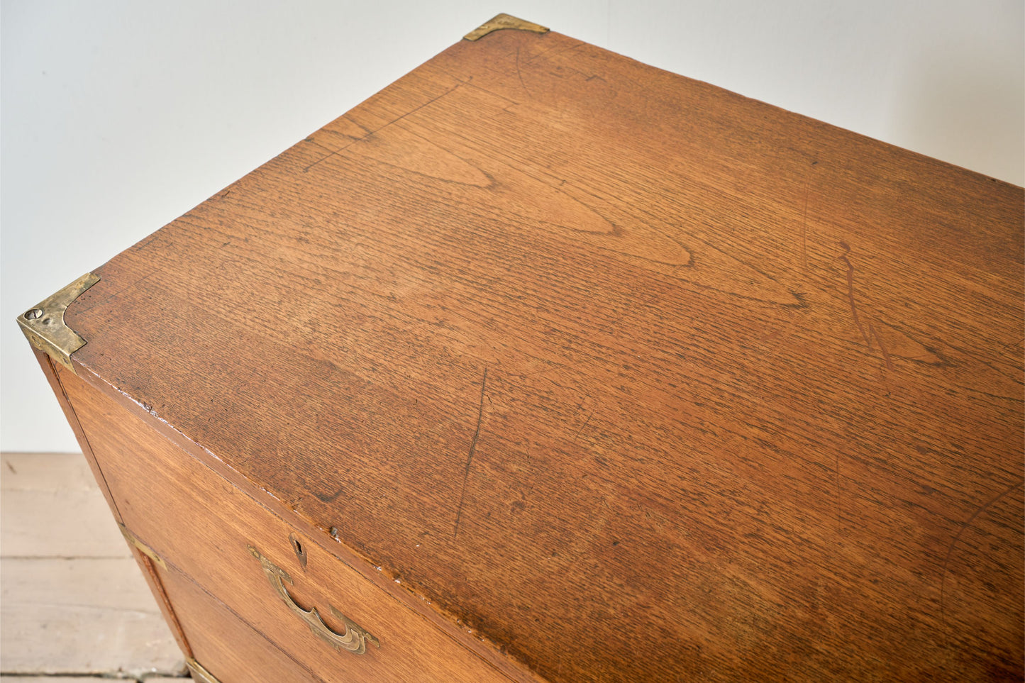 19th century solid teak Anglo-Indian campaign chest of drawers