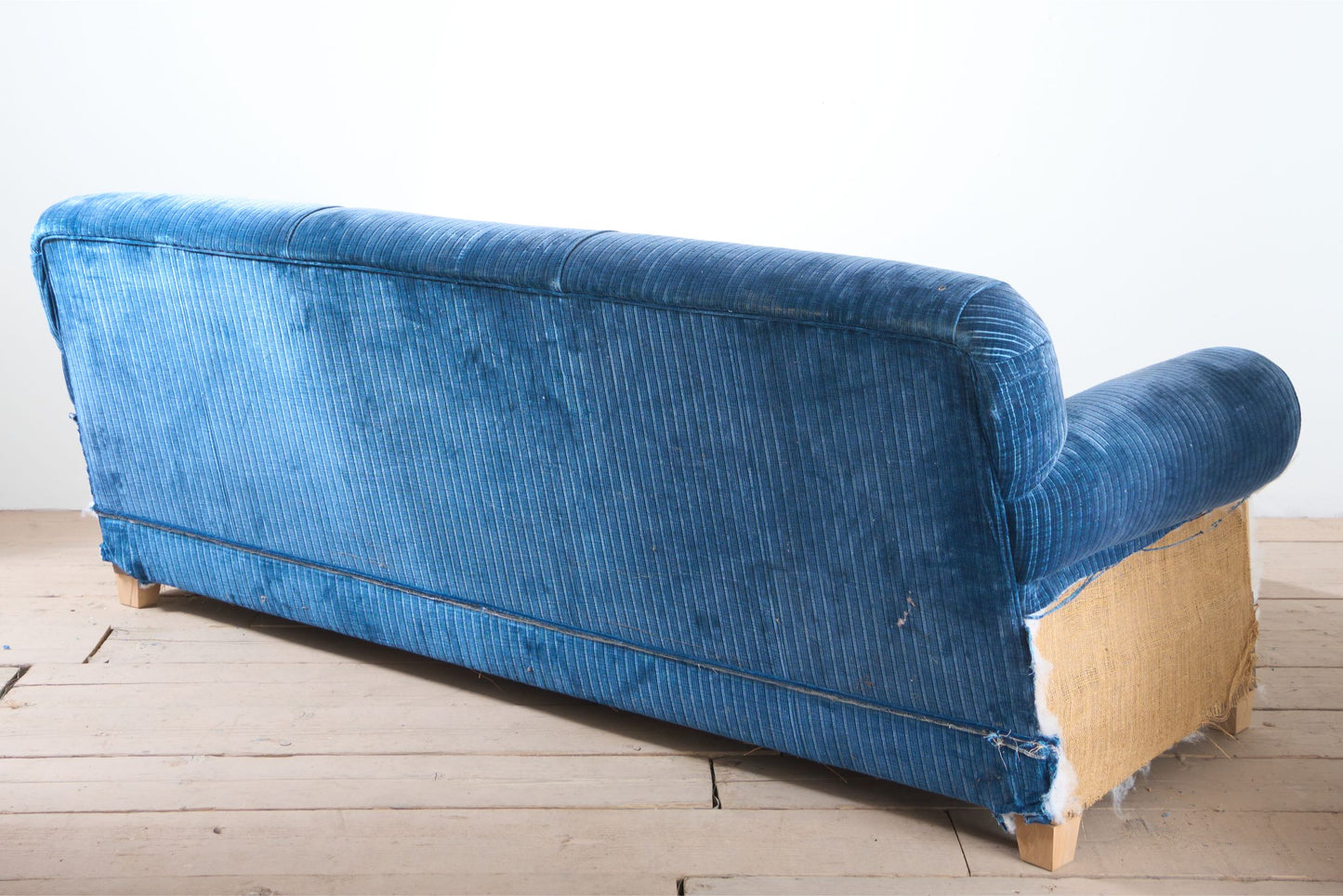 Large traditionally made 20th century country house sofa - blue cord