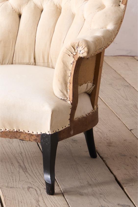 Pair of Napoleon III buttoned fishtail armchairs