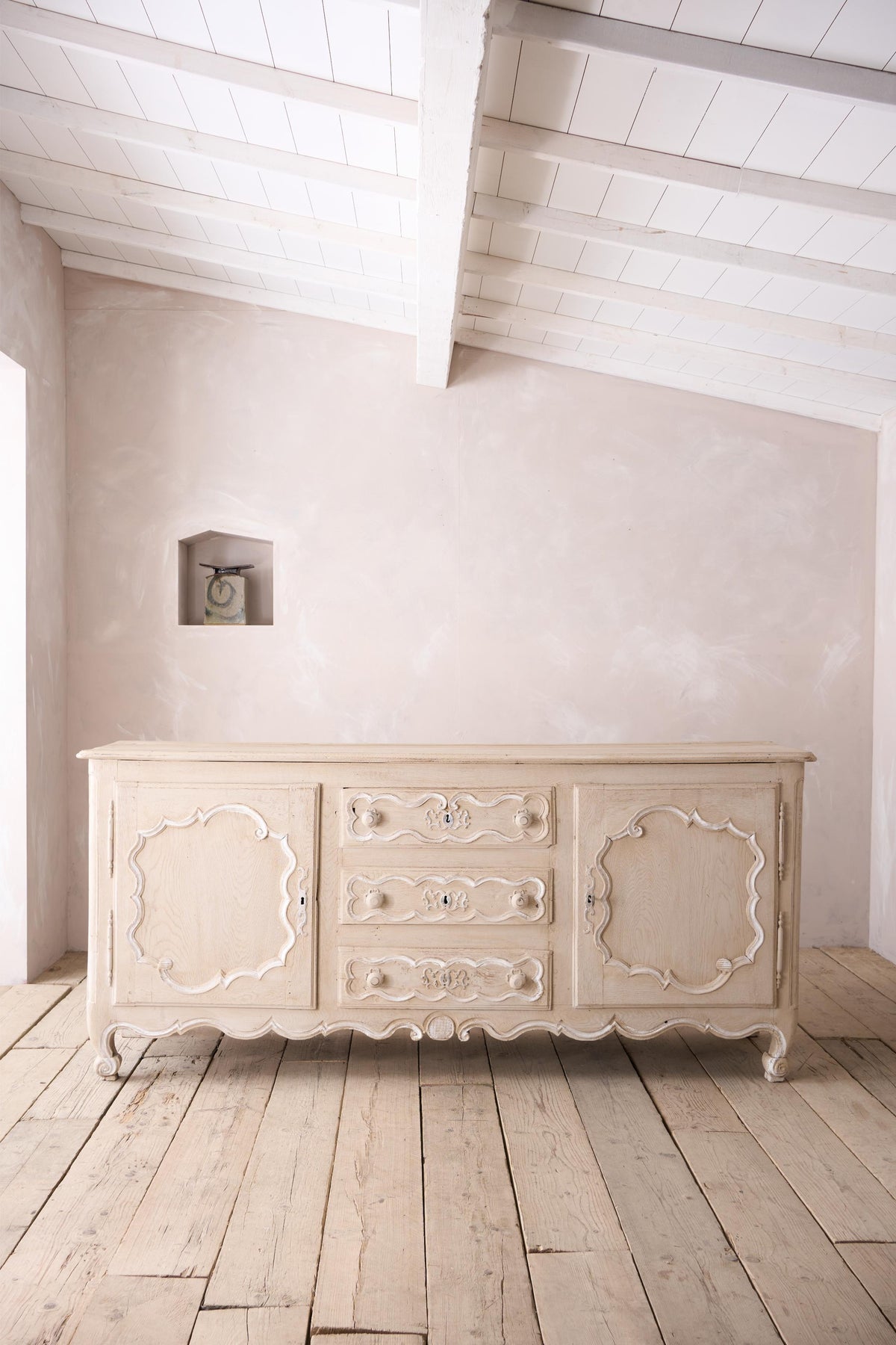 18th century oak sideboard in rustic white paint - TallBoy Interiors