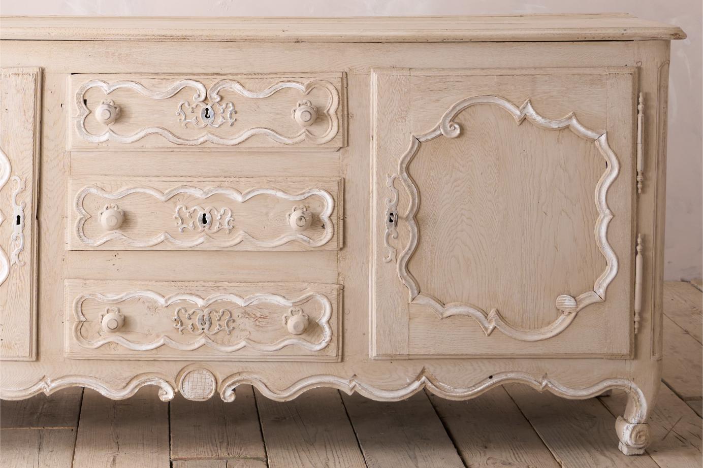 18th century oak sideboard in rustic white paint