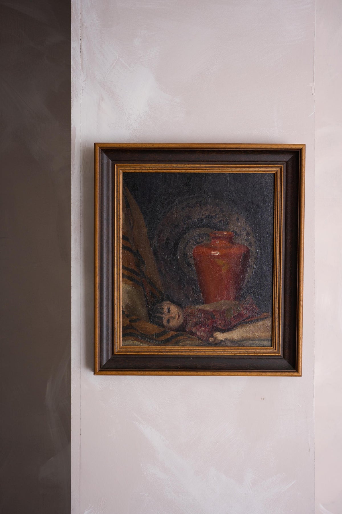 c.1930 oil on board 'The Japanese Doll' By Wini Buzzard
